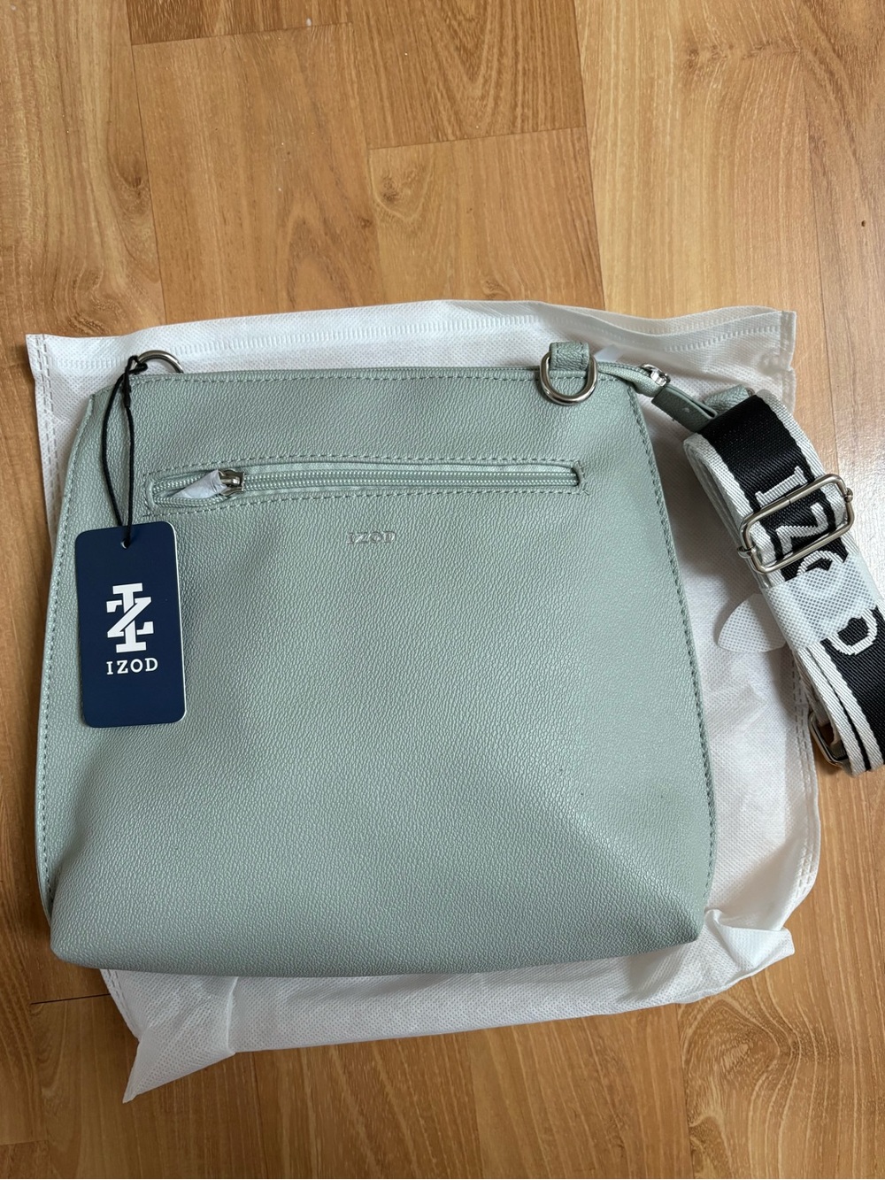 IZOD Light Mint Crossbody Bag with Removable Logo Strap